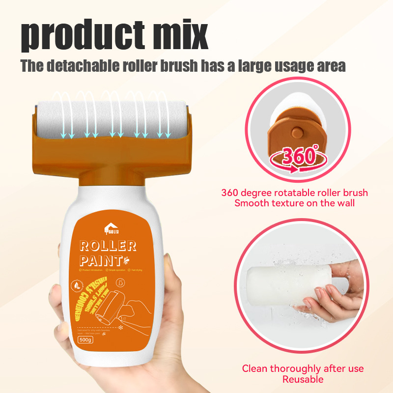 墙面大滚筒漆跨境专供 水性净味家用白墙涂鸦脏污改色遮盖乳胶漆