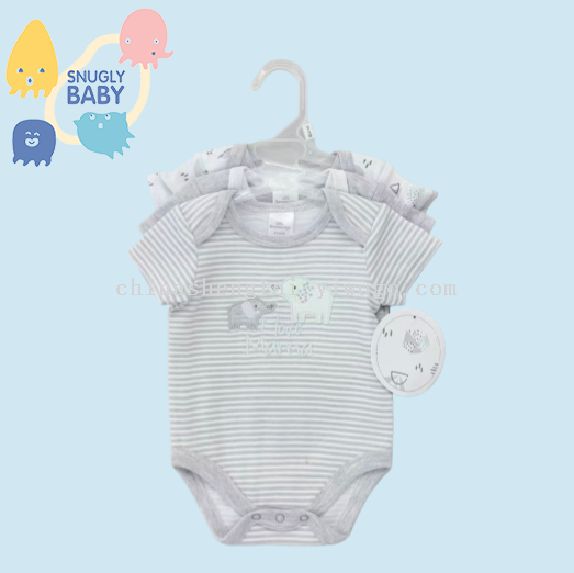 外贸夏款三件套宝宝爬服哈衣婴儿爬衣 动物套装工厂直销