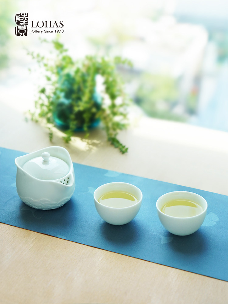Lu Bao Ceramic Tea Set Lingbo Tea Set Gift Box Office One Pot Two Cups Portable Quick Guest Cup Tea Set details Picture