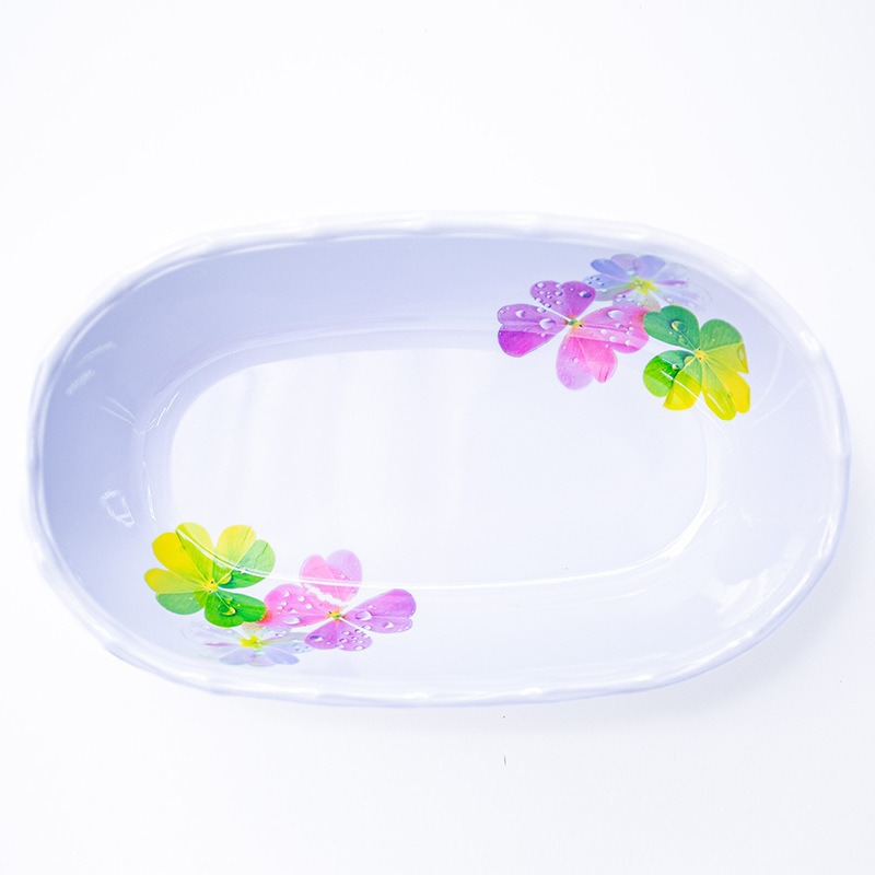 Cute and lucky ceramic bowls and plates for foreign trade export, household rice bowls, salad bowls, fruit plates, printed plates, dessert bowls details Picture