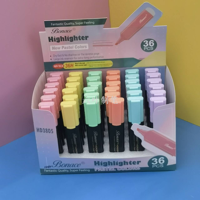 6-color eco-friendly highlighter, student key point marking pen, eye-protecting color DH-3805 Item Picture