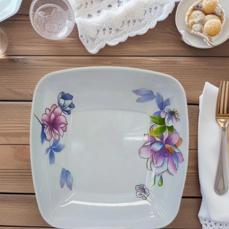 White plates, melamine tableware, square plates, flat plates, deep plates, vegetable plates, dinner plates, Western plates, commercial imitation porcelain square plates wholesale Specification drawing
