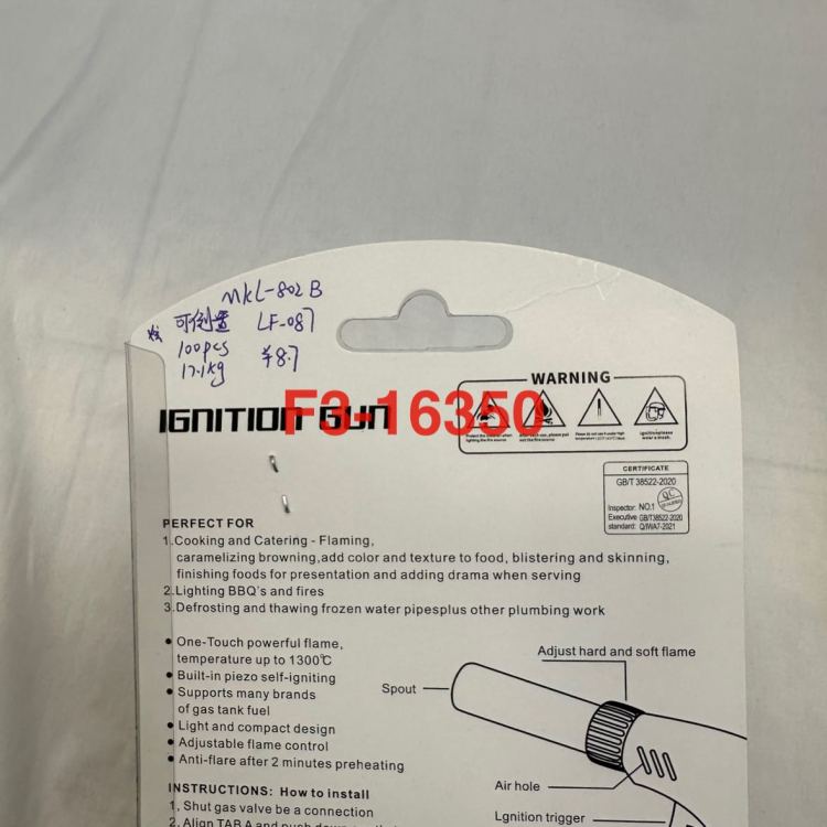 The 802B handheld card-type flamester is an upside-down outdoor singeing ignition gun Item Picture