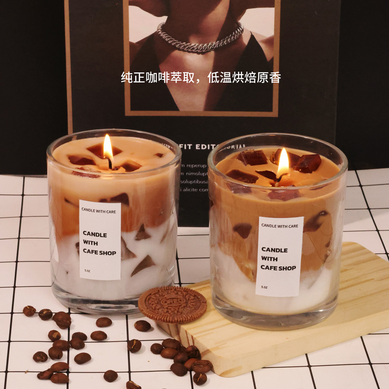 Coffee scented candles, soy wax, low-temperature, niche, high-end birthday gifts, atmosphere, best friend souvenirs, cross-border Specification image