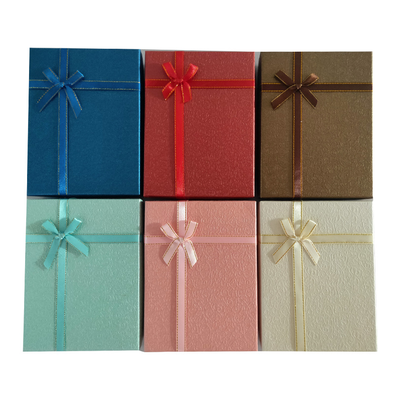 Customized 12*16CM Korean-style bow gift box, top and bottom cover accessories, headwear box, embossed and pasted packaging box Item Picture