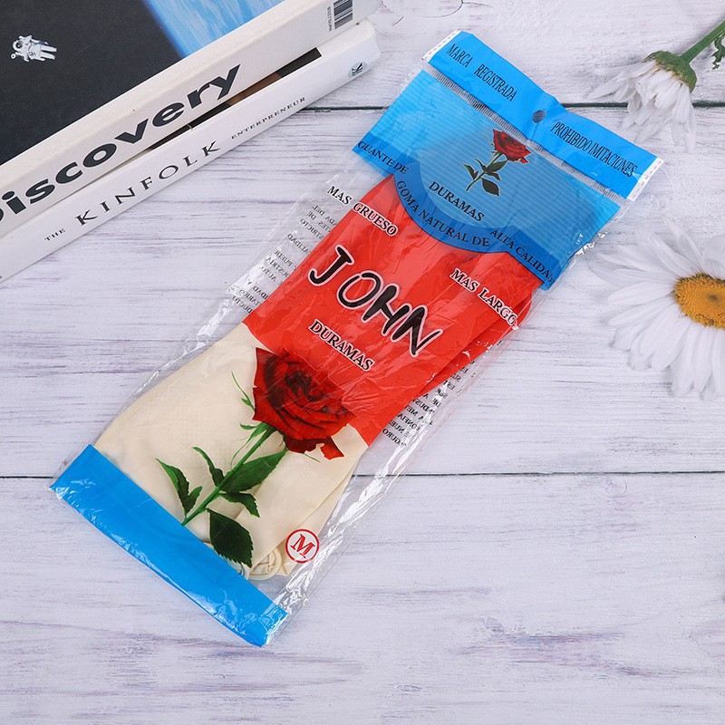Latex waterproof gloves, two-color leather gloves, household cleaning and dishwashing gloves wholesale two-yuan store supply details Picture
