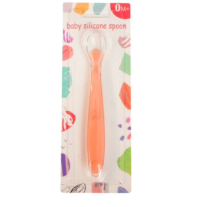 English card-mounted baby silicone spoon, soft-tipped soup spoon, baby training spoon, children's tableware, cartoon silicone spoon Item Picture
