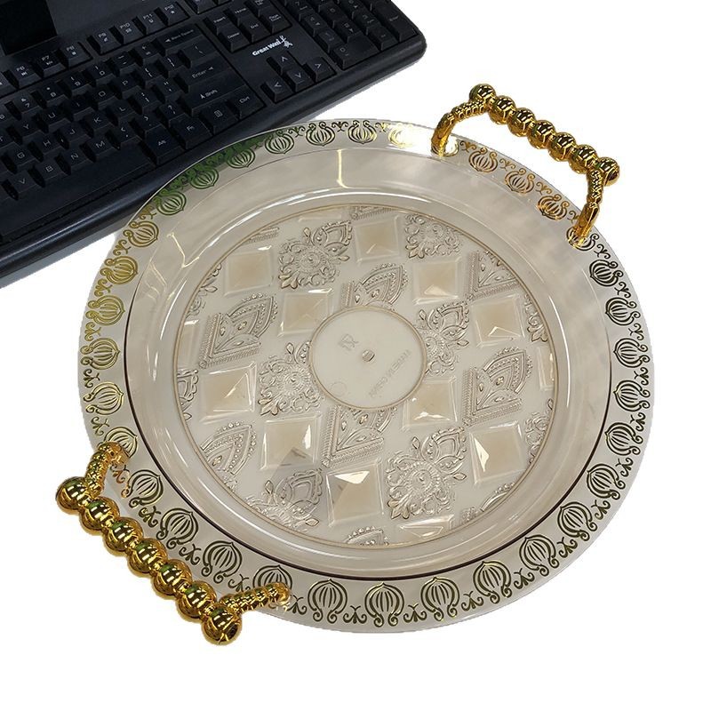 Round fruit plate, tea plate, set tray, dried fruit candy plate, tableware, plastic PET, living room, household, foreign trade, cross-border Application Scenario