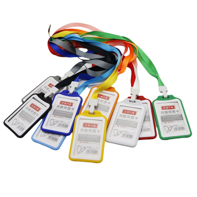Fundas para tarjetas cordones para tarjetas de identificación de dos caras fundas para etiquetas etiquetas transparentes estuche estuche estuche personalizado Item Picture