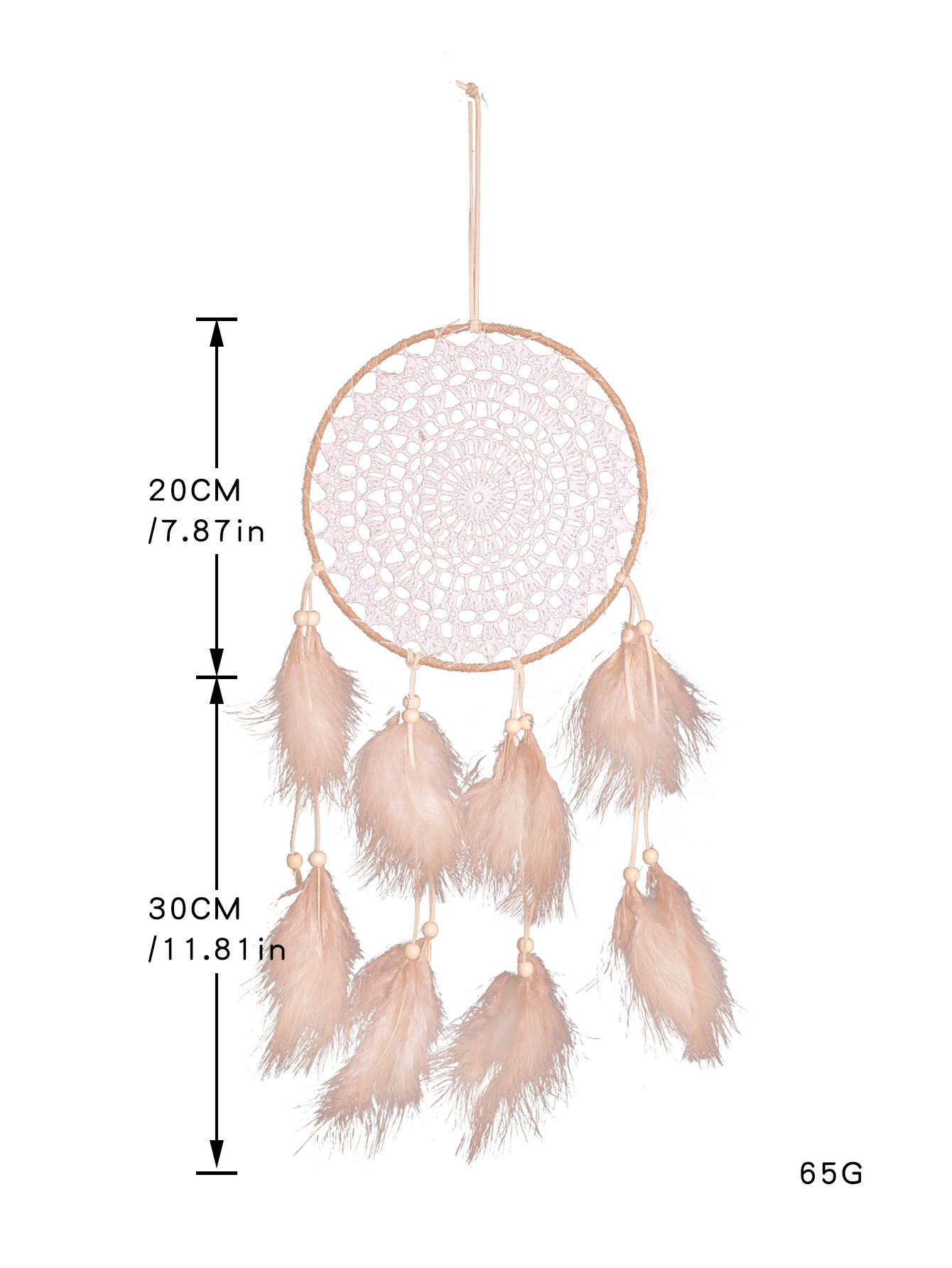 Nordic-style brown plush home decoration dreamcatcher pendants, dreamcatcher wind chimes, room decoration hanging ornaments, wall decorations Item Picture