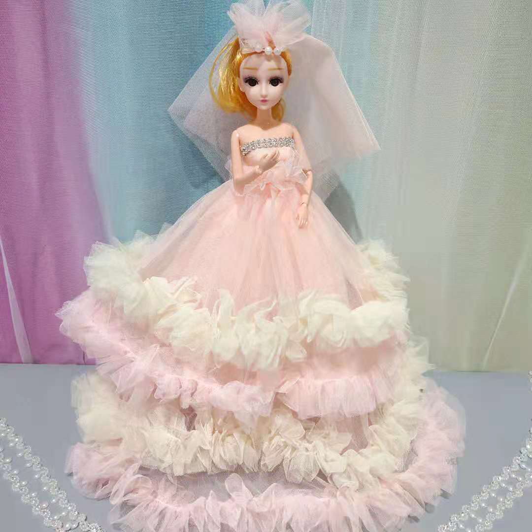 Four-layer wedding dress, Yuexin Barbie Princess, girl, children's game toy, 50cm realistic doll, pendant, gift Specification image