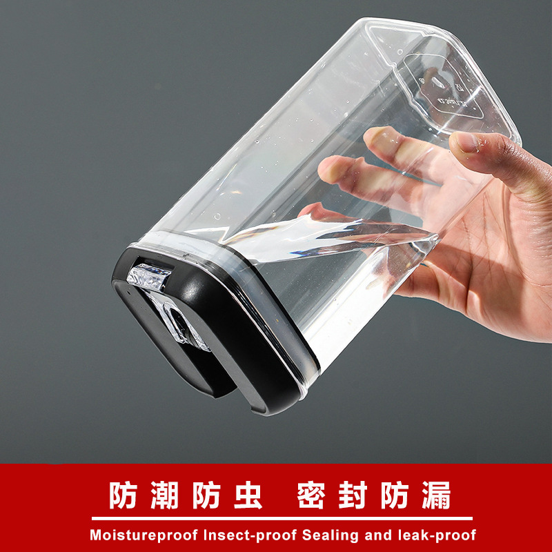 The press-type food preservation plastic vacuum sealed can for kitchen storage of grains and cereals is easy to fasten and store Specification image