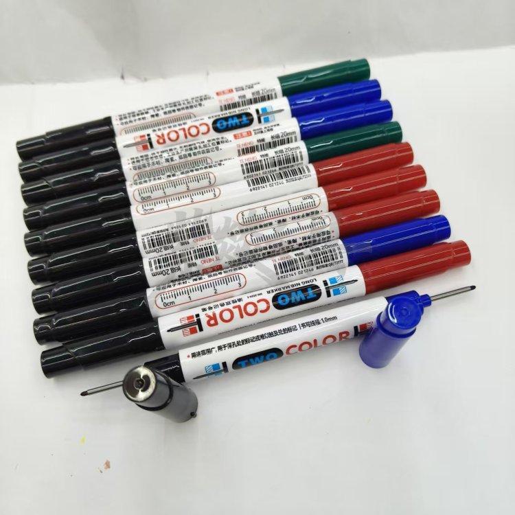 油性双色记号笔双头木工笔深孔标记记号笔