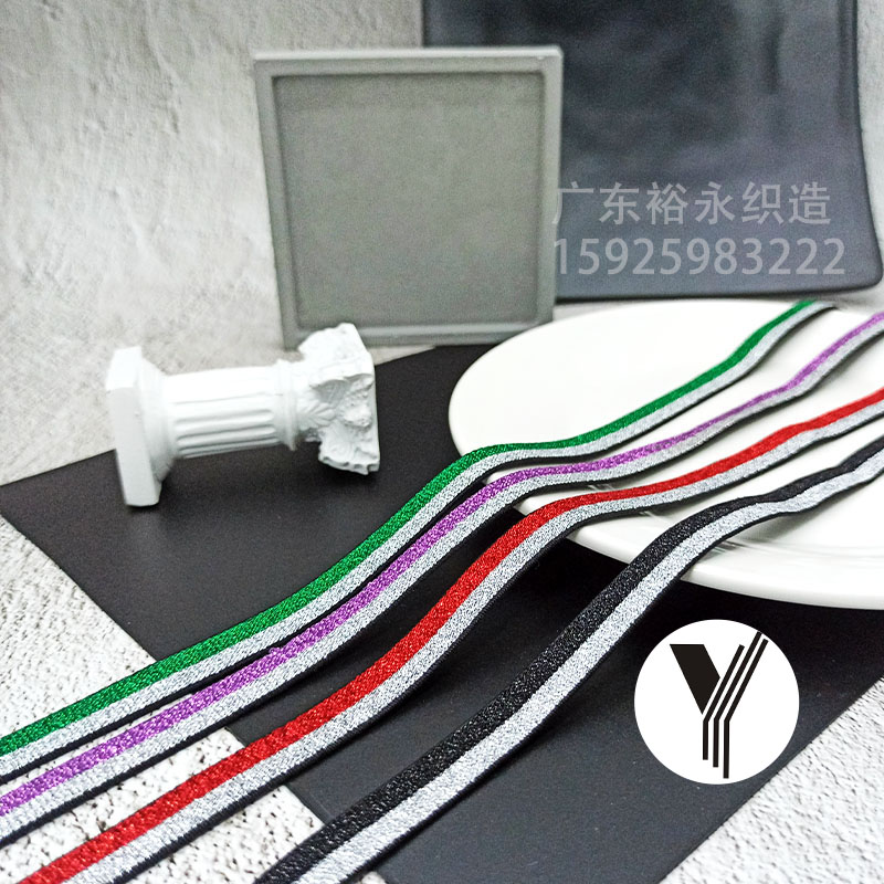 The manufacturer has in stock fashionable colored onion elastic bands, hair accessories, colored gold and silver onion shiny silk bags, clothing accessories and elastic webbing details Picture