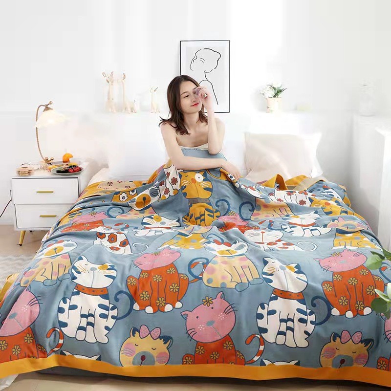 【 Elshi 】 American-style cotton gauze towel quilts, single and double air-conditioned summer cooling quilts, nap covers and blankets wholesale