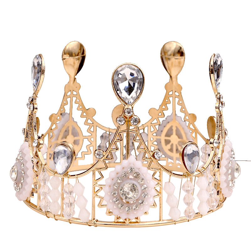 一件代发蛋糕烘焙装饰新娘蕾丝皇冠生日配饰复古女王大圆头饰详情图4