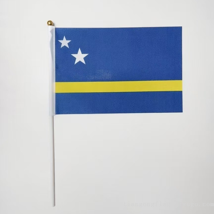 On the 8th, 14x21, the national flag of Curacao, hand-waved flags, small national flags, colorful flags, shopping mall venues, National Day decorations, hand-waved small national flags