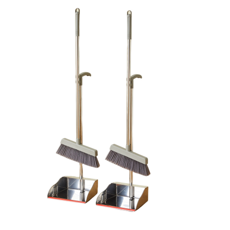 Wholesale household living room thickened non-stick hair dustpans, soft bristle sweeping sets, brooms, garbage shovels, stainless steel brooms Specification image
