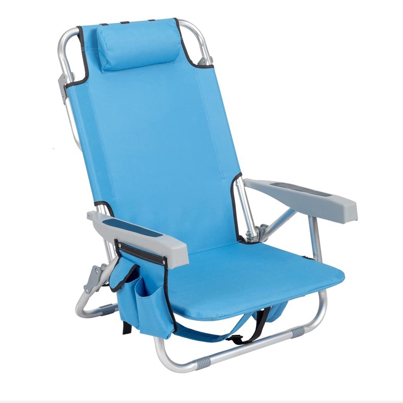 Cross-border outdoor camping special folding portable beach chair, multi-position lounge chair, dual-purpose for sitting and lying down, with ice pack Application Scenario
