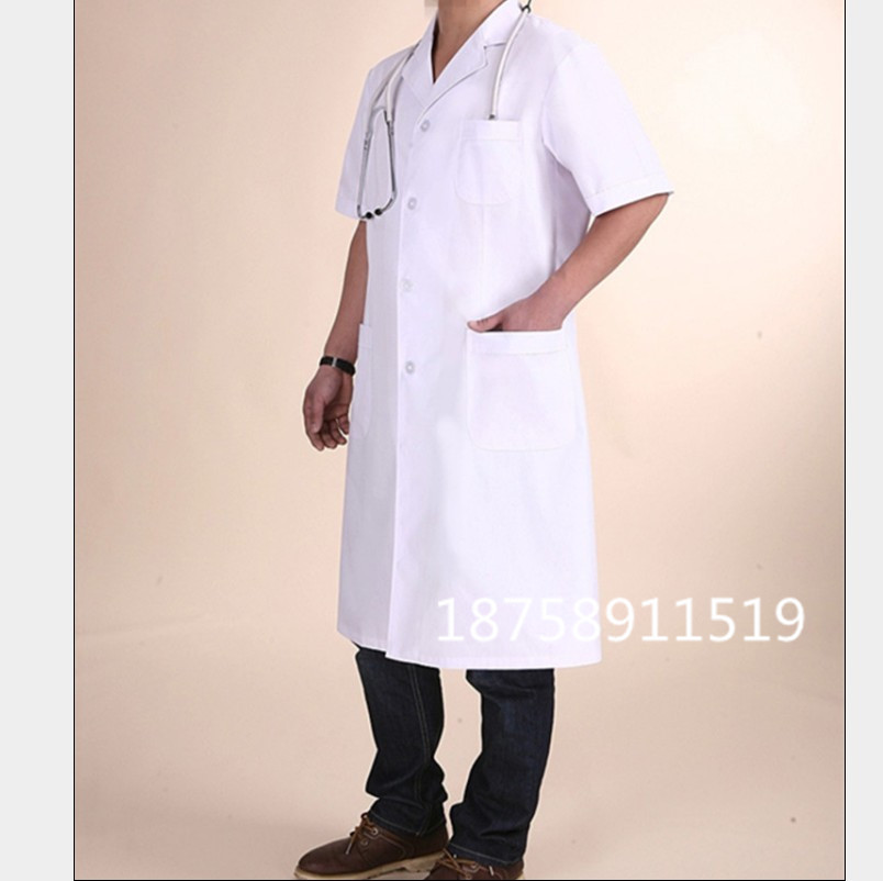 医院工作服白大褂白色夏款短袖男女款食堂工作服包邮