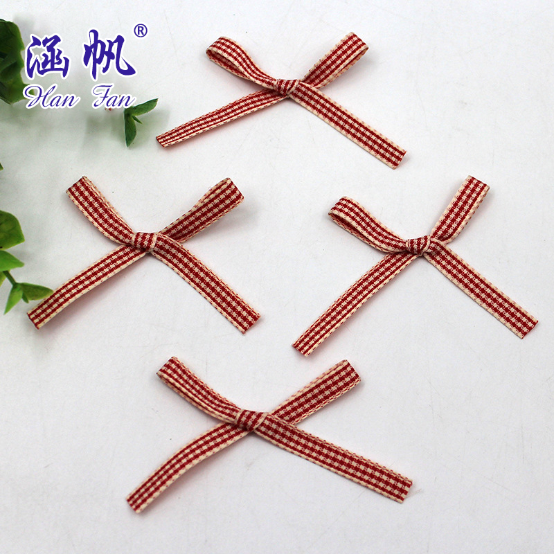 Factory direct sales of 6mm red and white checkered ribbons/checkered ribbon bows/British-style sub-tie knots wholesale Specification image