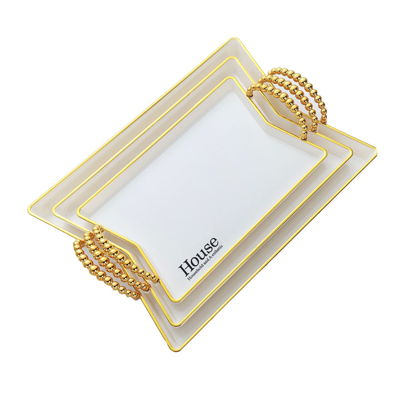 玻璃镜面金属托盘/玻璃托盘/黑胡桃木盘/玉石/贝壳托盘产品图