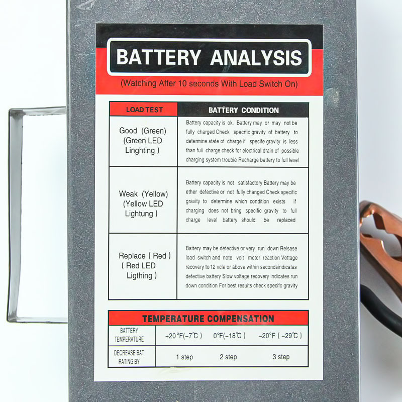 Produce export-oriented battery testers, battery inspection instruments, battery measurement gauges, and automotive battery discharge forks Specification image