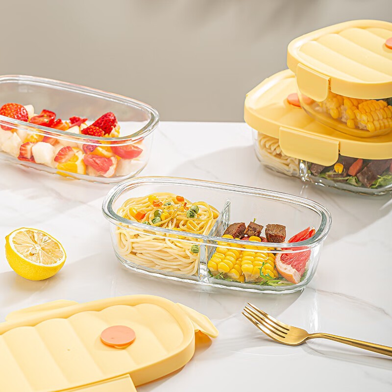 Lingbo Weibu heat-resistant food storage box two-piece set B High boron food storage box Office worker lunch box Specification image