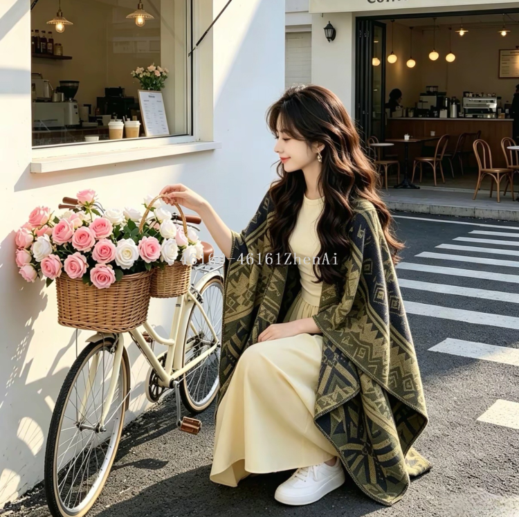 Photography wonder, travel ethnic style shawl, cross-border e-commerce live streaming, winter warm scarf wholesale supply chain supply