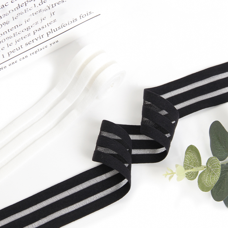Black and white breathable fish filament four-sided elastic knitted elastic band widened yoga wear, evening dress, backpack swimsuit, children's clothes in stock Item Picture