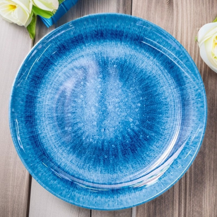 跨境密胺复古餐厅饭店农家乐餐具专用创意个性菜盘商用仿瓷盘