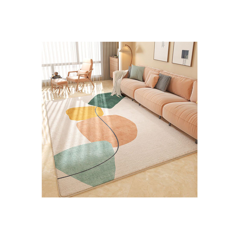 The Nordic minimalist living room features a faux cashmere carpet, home sofa, coffee table and anti-slip carpet. The room is fully carpeted over a large area Application Scenario