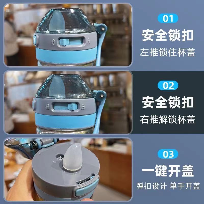 小学生儿童水杯男女带吸管便携上学专用水壶耐高温塑料杯随手杯子产品图