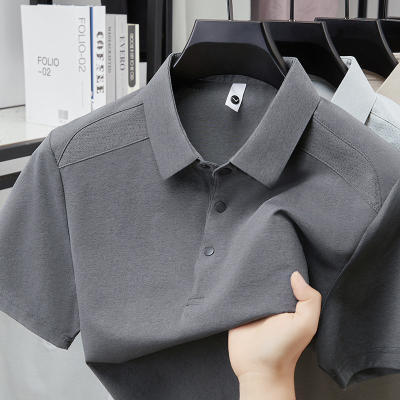 夏季男式短袖翻领POLO衫休闲男装上衣四合扣相拼T恤衫男 现货代发
