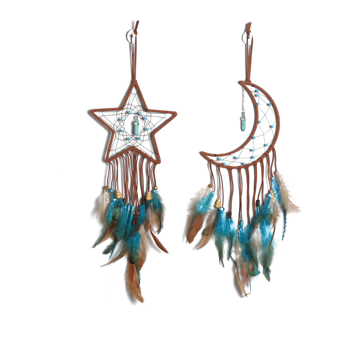 Moon and star dreamcatcher, turquoise pendant, dreamcatcher, wall decoration, wall hanging, wall decoration, room wall decoration, dreamcatcher Application Scenario
