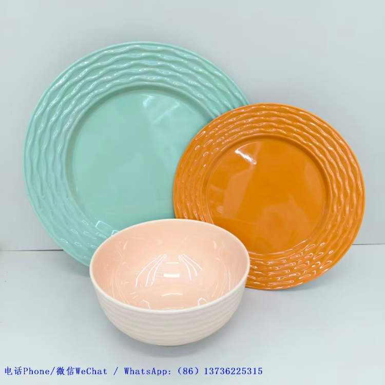 Food-grade melamine tableware from the manufacturer, Amazon in stock, anti-drop bowl and plate set wholesale, LOGO production, clearance stock details Picture