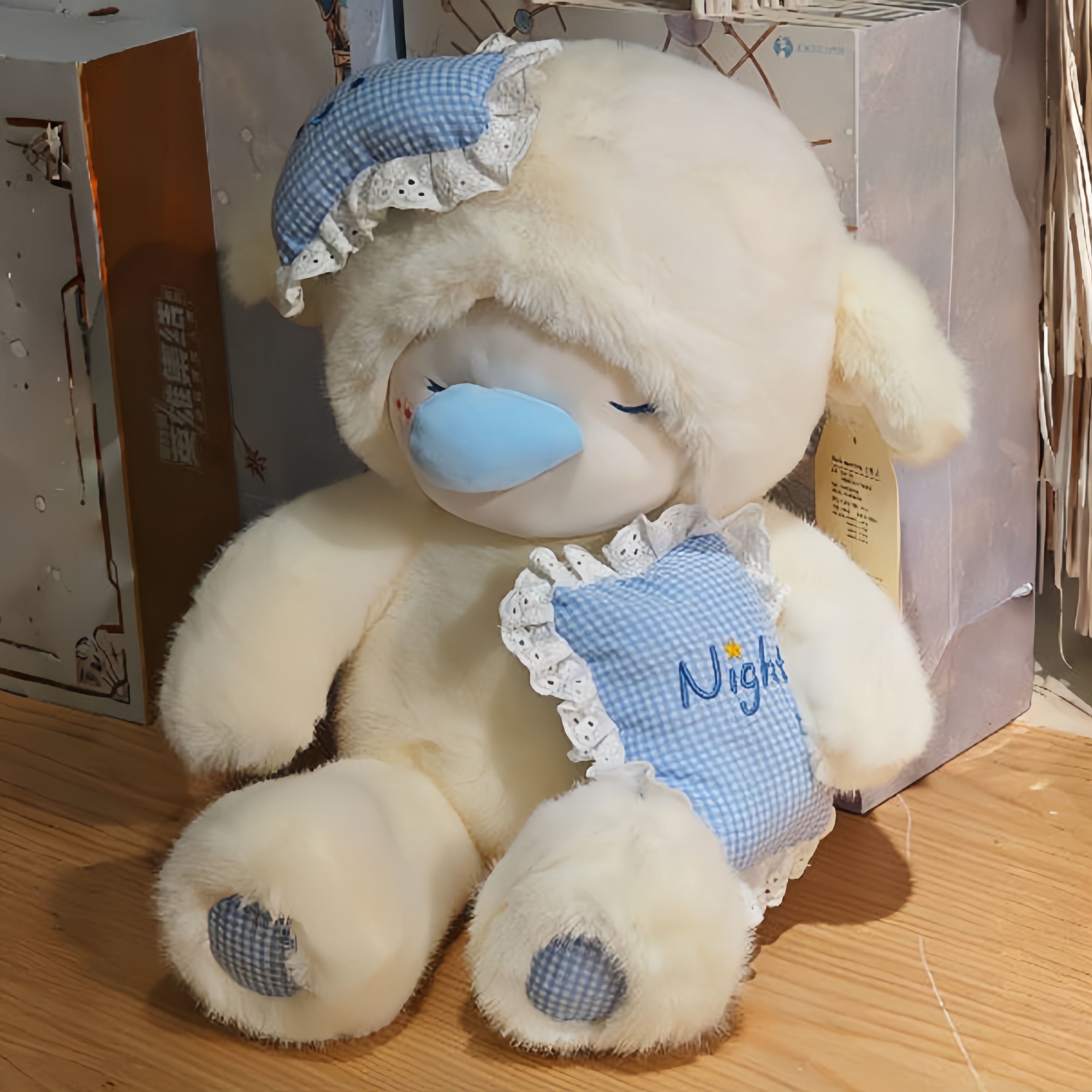 Popular online celebrity milk puff, snot, goodnight lamb, cute plush doll gift, soothing doll, sleeping pillow, plush doll