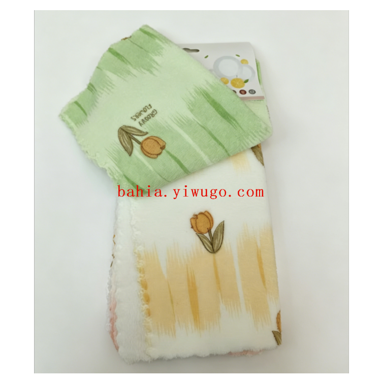 Thickened, water-absorbent and non-shedding kitchen dishcloth with gradient tulip embroidery and coral fleece details Picture