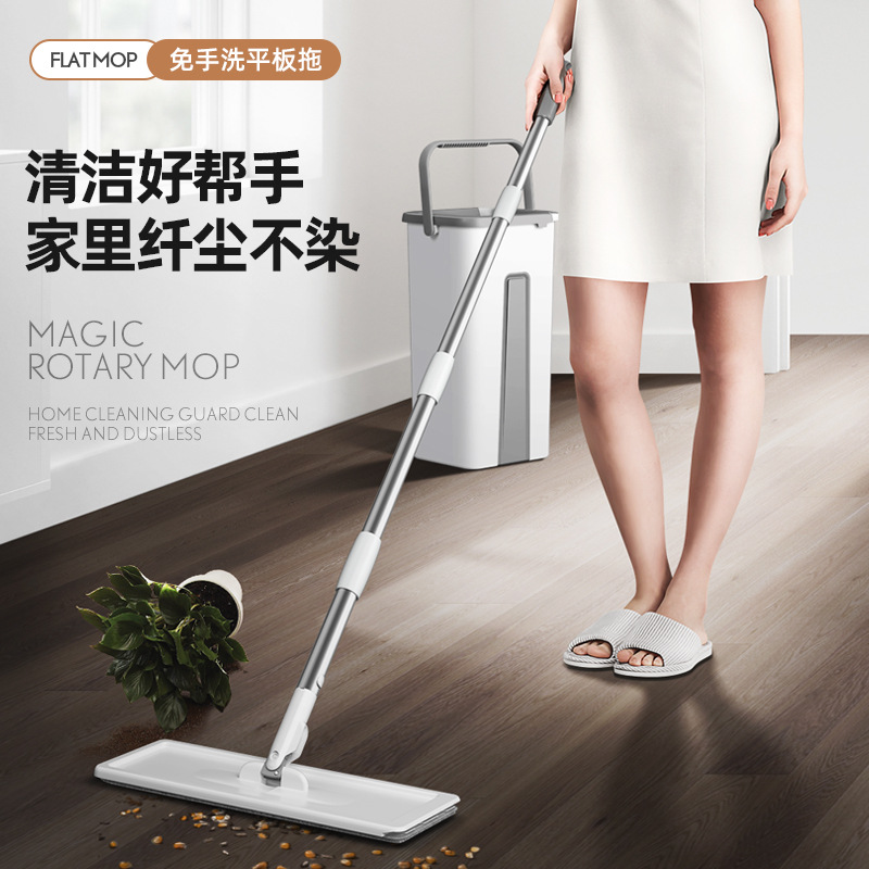 Wholesale hand-washable flat mops, new large-sized household wooden floor and tile mops, a lazy cleaning wonder details Picture