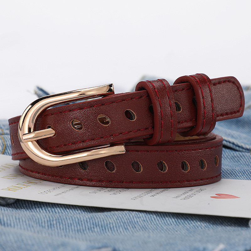 Hollowed-out women's needle-buckle belt, simple and versatile decorative fine belt, Korean student jeans strap in stock wholesale Item Picture
