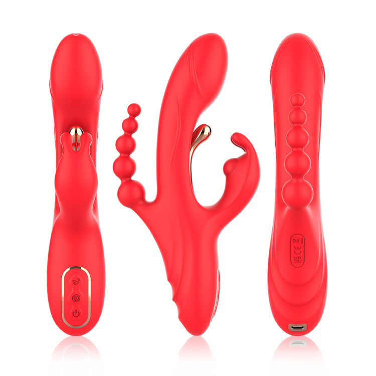 v32三头震动三重刺激硅胶充电9频震动棒女性成人用品