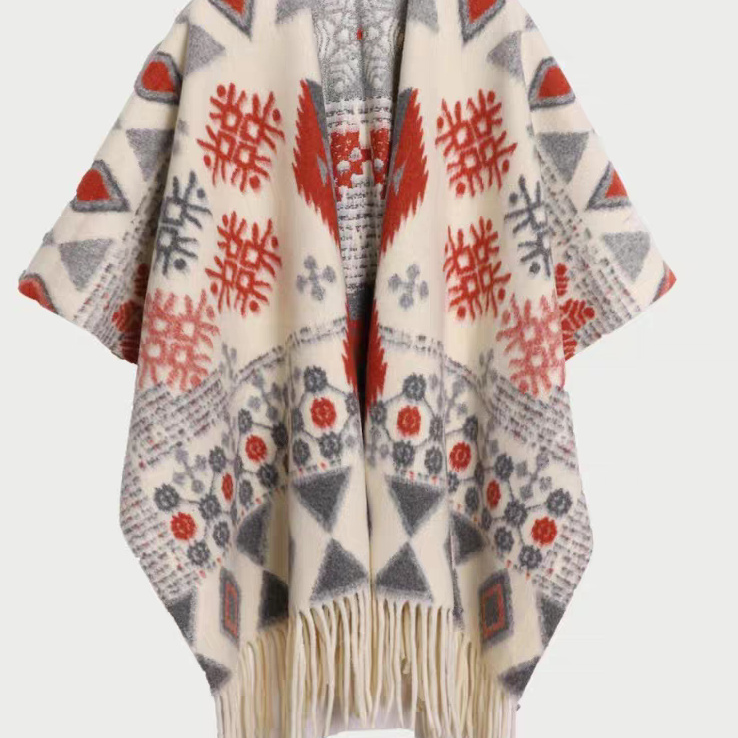 Cross-border scarf wholesale e-commerce live streaming supply chain supply diamond-shaped patterned snowflake anti-cashmere split shawls Application Scenario