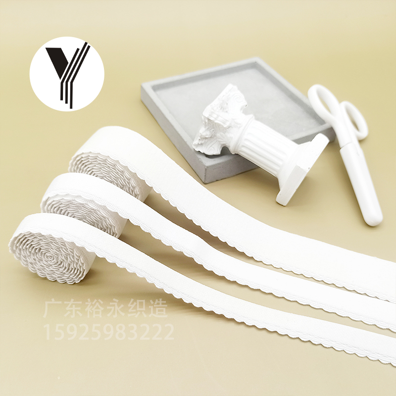 Manufacturer's in-stock computer toothed edge elastic band, checkered crescent, black and white elastic webbing, clothing accessories, waist and hem