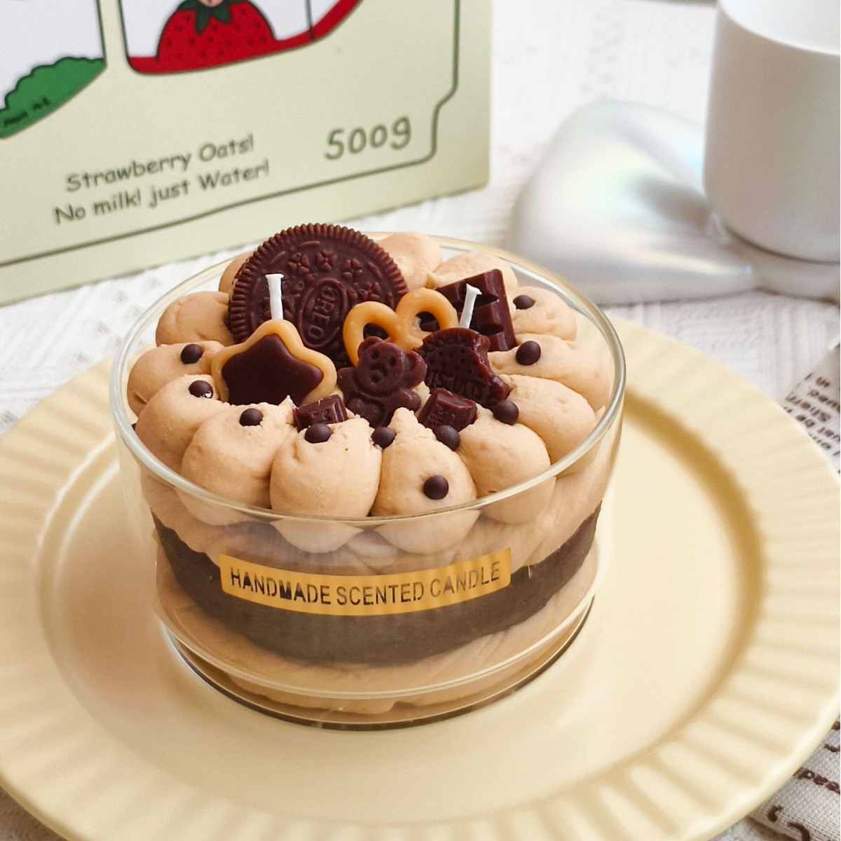 Mousse cups, desserts, cakes, scented candles, taro chocolates, mango strawberries, cream, cross-border best-selling creative gifts Specification drawing