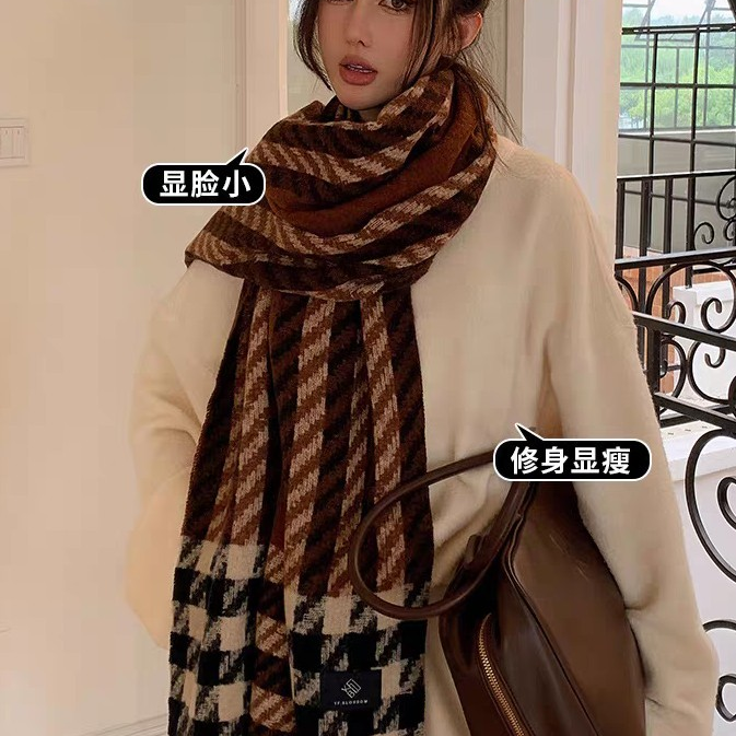 新款现货边际鸟格跨境围巾批发电商直播供应链供货