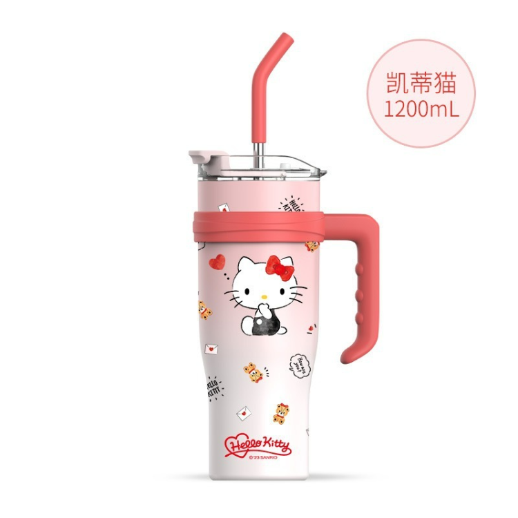 Cross-border foreign trade offers wholesale of giant Sanrio cartoon high-appearance-level car straw cups, ice cube cups, large-capacity insulated and cold-proof cups, leak-proof cups with handles, car cups, water cups, and cups for children, boys, girls, and students Item Picture