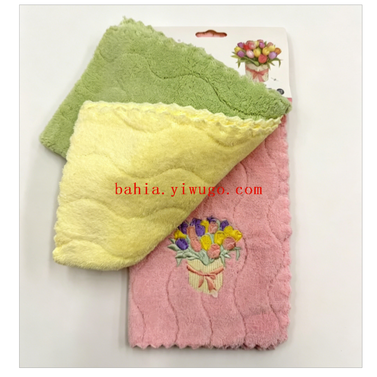 Embroidered bouquet towel, plain lace cloth, household absorbent and stain-removing cleaning towel Specification image