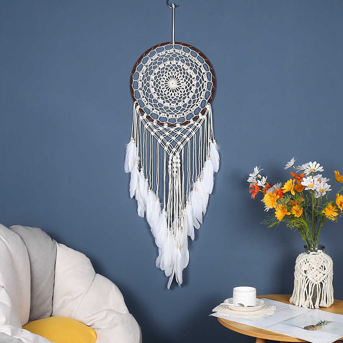 ins Bohemian-style hand-woven hook flower dream catcher pendant decoration Dream catcher homestay Dream catcher pendant Specification image