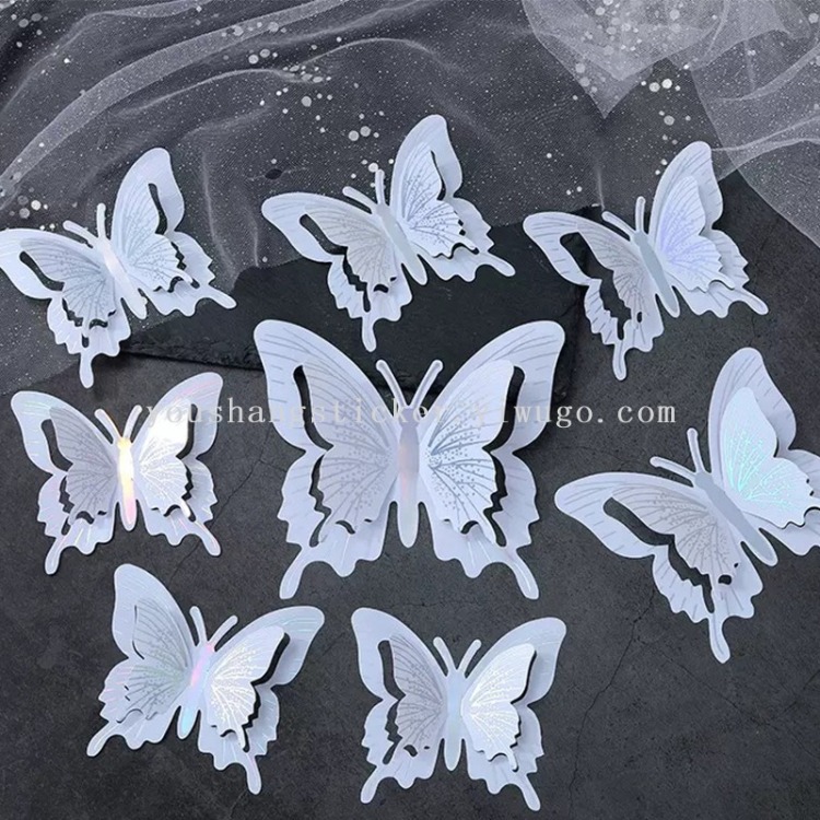 Doble relieve tridimensional mariposa pegamento de pared multicolor opcional para el hogar dormitorio ventana de boda DIY decoración stickers Application Scenario
