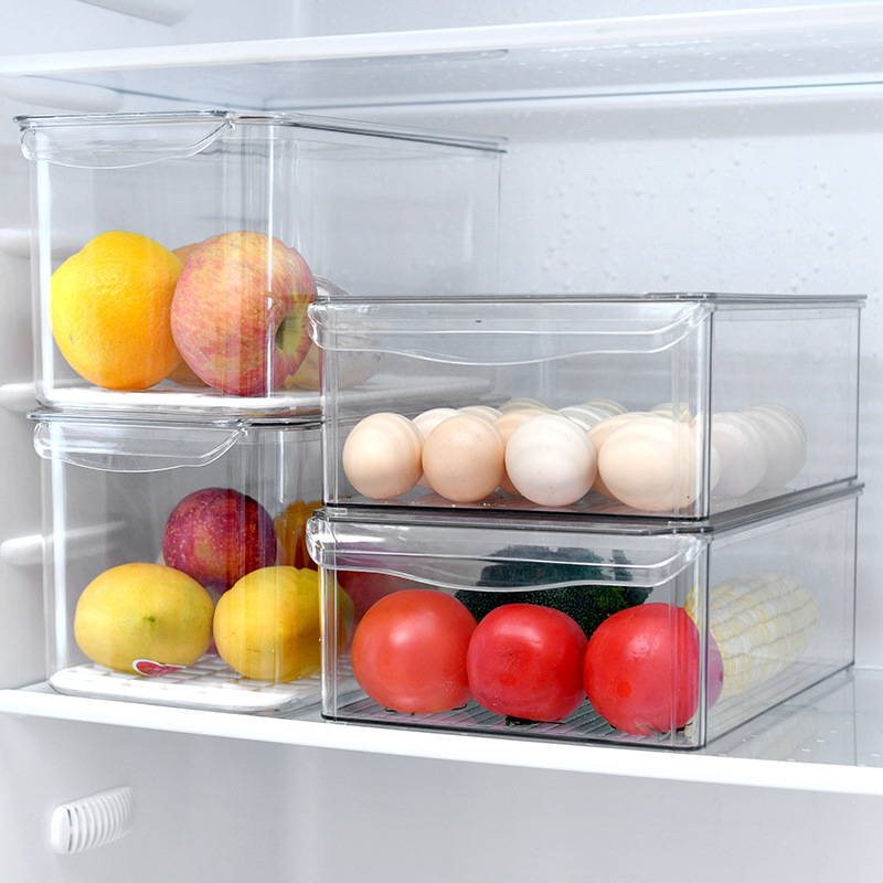 Transparent PET food-grade office file desktop storage box, kitchen fruit and vegetable storage box, household refrigerator storage box details Picture